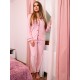 Pijama Anemona Super Soft din Catifea roz deschis cu vipusca neagra