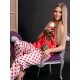 Pijama Luxury Lia din Satin Dots White&Red