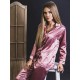 Pijama Luxury din Satin Roz Prafuit inchis cu vipusca neagra cod PJS6