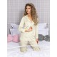 Pijama 2 piese Luxury cu vipusca din Satin Galben-Gri cod PJN30