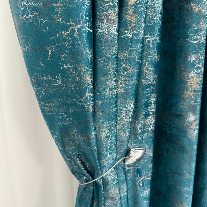 Draperie Catifea cu insertii metalizate - LA COMANDA pe dimensiunile tale, Turquoise