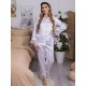Pijama Luxury Diana din Satin cu pene Alb