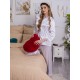 Pijama Luxury Diana din Satin cu pene Alb