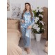 Pijama Luxury Diana din Satin cu pene Baby Blue