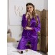 Pijama Luxury Diana din Satin cu pene Mov