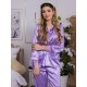 Pijama Luxury Diana din Satin cu pene Lila Very-Peri