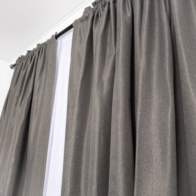 Set 2 draperii tip Bob de Orez , 250x230cm, cu tiv lat, Gri inchis