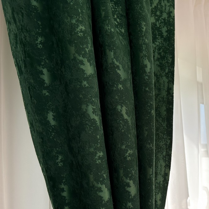 Set 2 draperii din Jacquard, 400x165cm, cu rejansa pentru sina, Verde Smarald