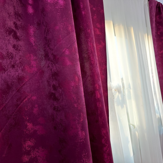 Set 2 draperii din Jacquard, 140x240cm, cu tiv lat, Violet