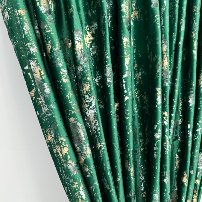 Draperie Catifea cu insertii aurii - LA COMANDA pe dimensiunile tale, Verde Smarald